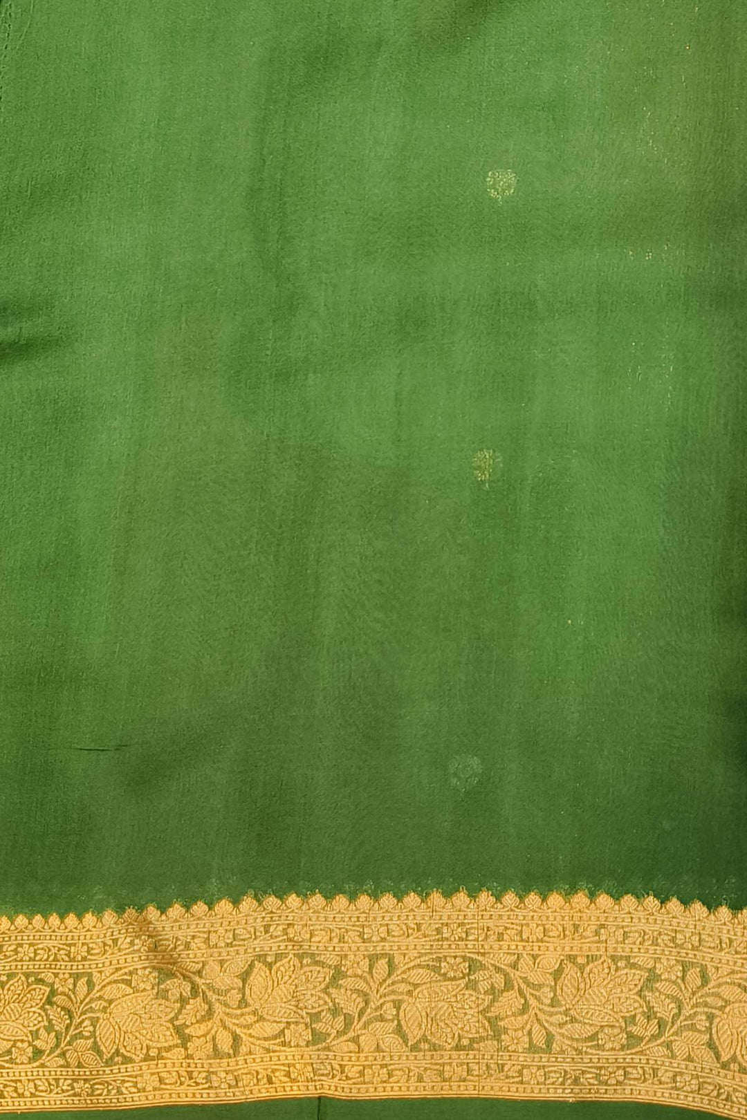 Banarasi kora (organza)  silk saree in  dark green