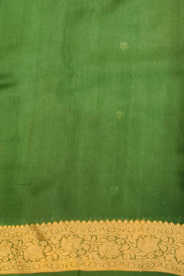 Banarasi kora (organza)  silk saree in  dark green
