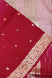 Banarasi kora (organza)  silk saree in  rani pink