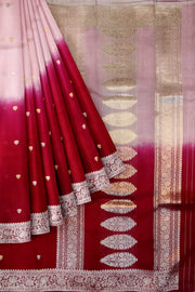 Banarasi kora (organza)  silk saree in  rani pink