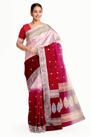 Banarasi kora (organza)  silk saree in  rani pink