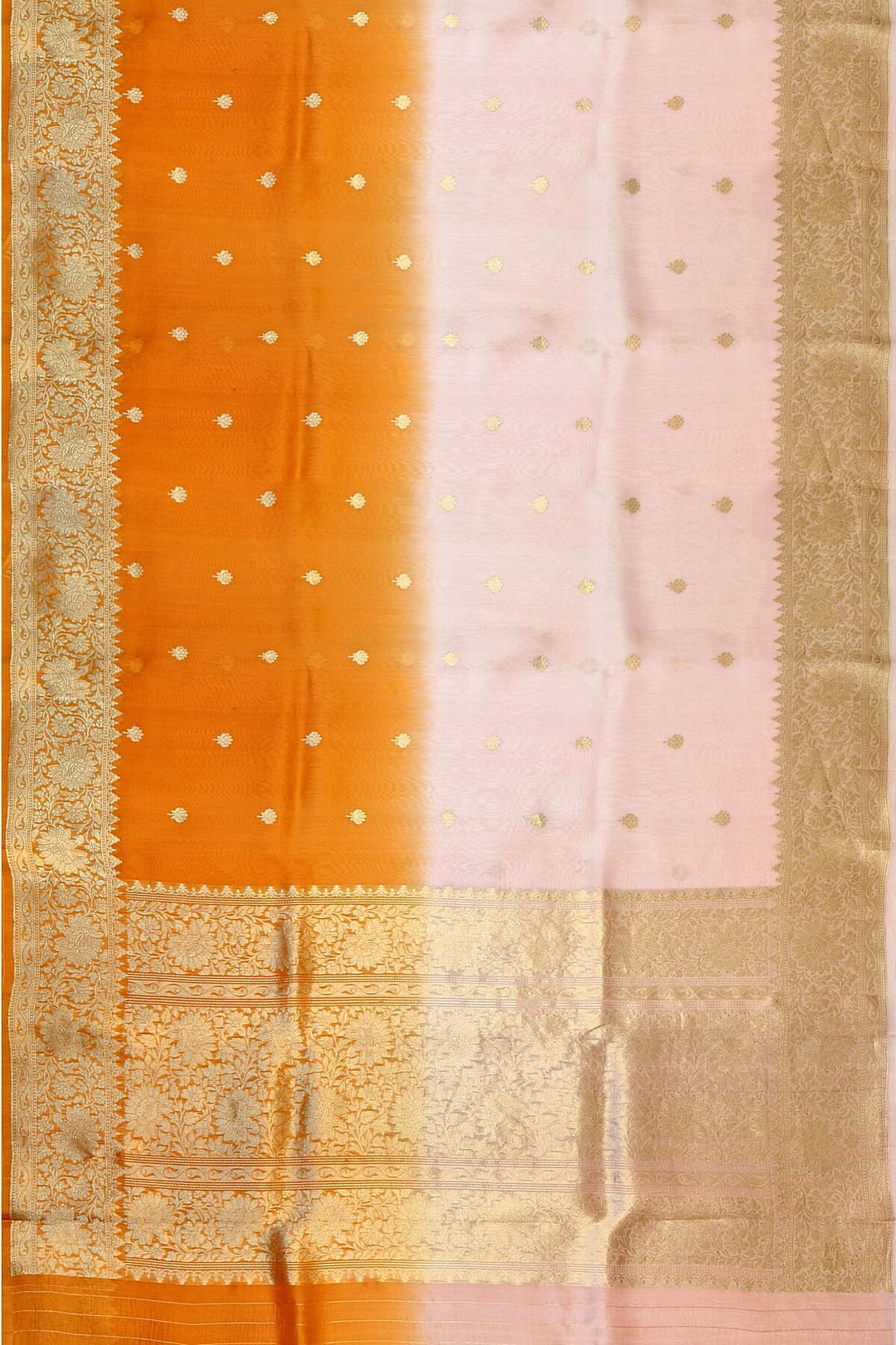 Banarasi kora (organza)  silk saree in  pink & orange