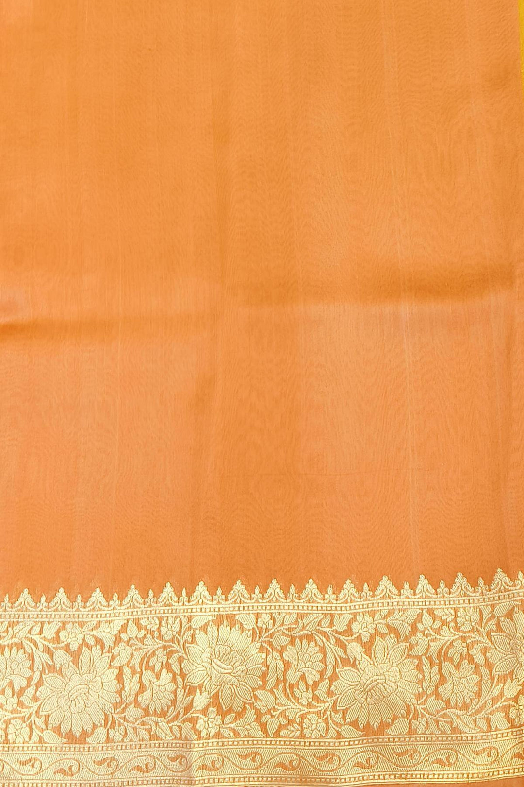 Banarasi kora (organza)  silk saree in  peach & orange
