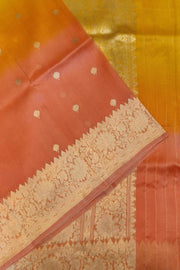 Banarasi kora (organza)  silk saree in  peach & orange