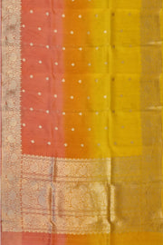 Banarasi kora (organza)  silk saree in  peach & orange