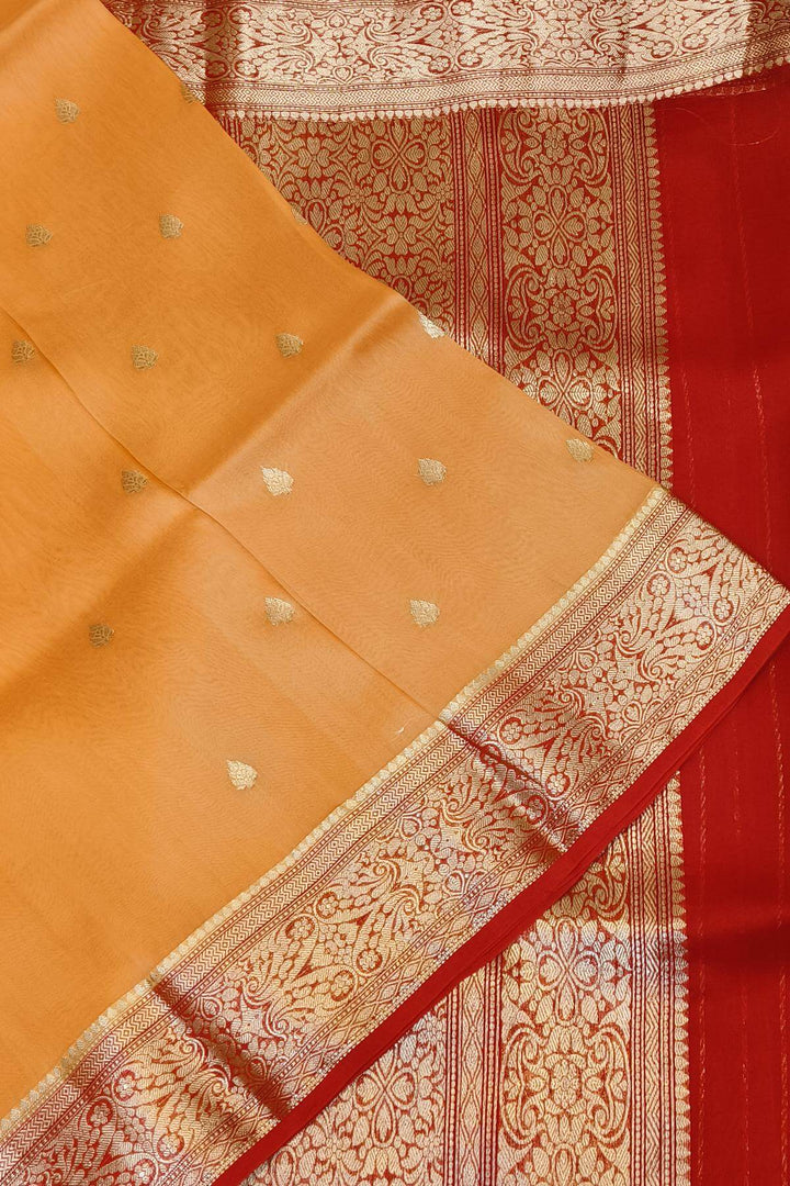 Banarasi kora (organza)  silk saree in  peach
