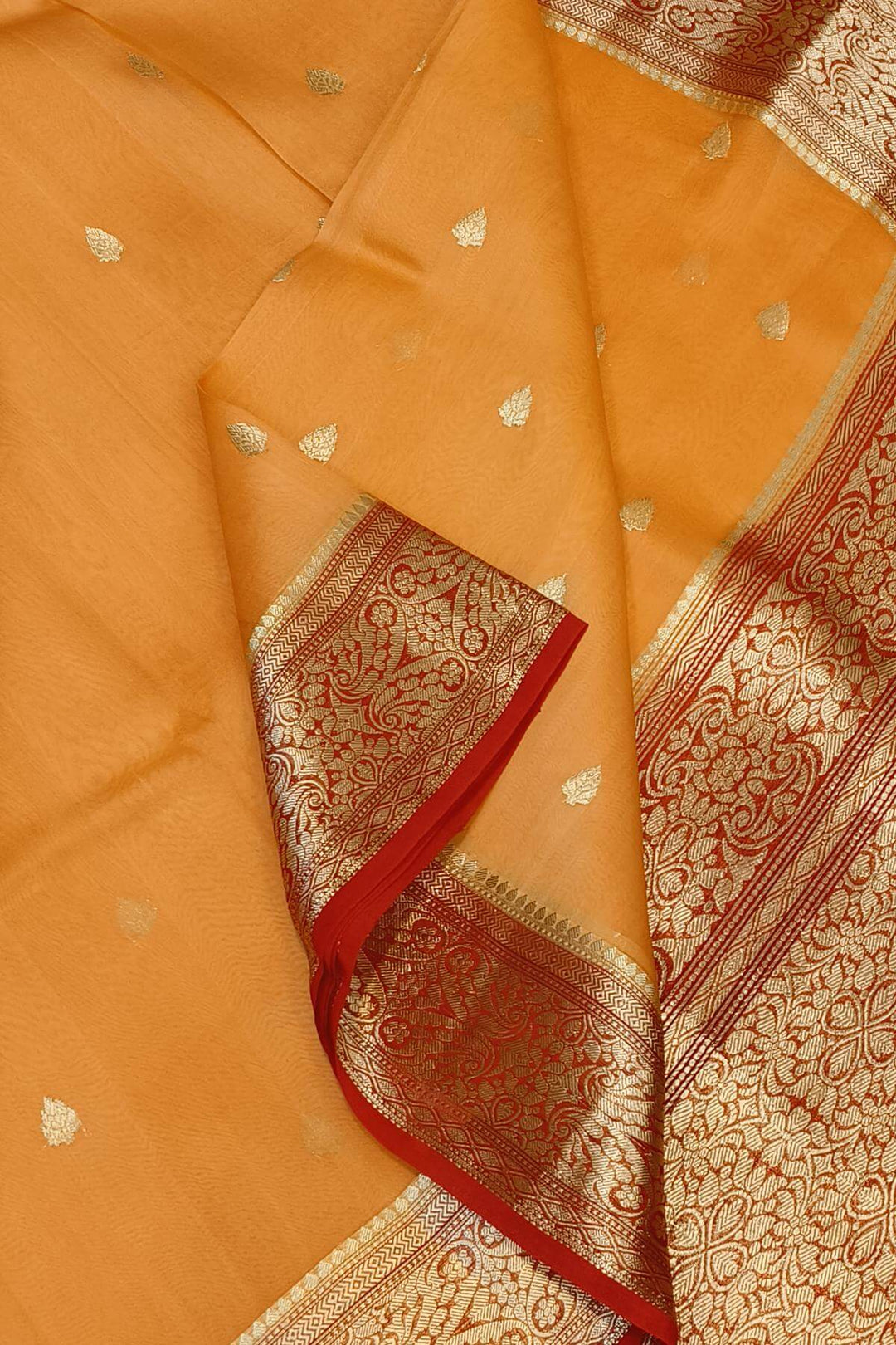 Banarasi kora (organza)  silk saree in  peach