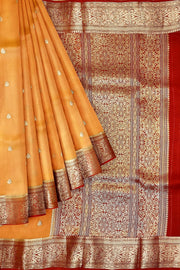 Banarasi kora (organza)  silk saree in  peach