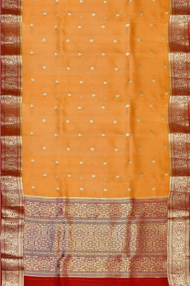 Banarasi kora (organza)  silk saree in  peach