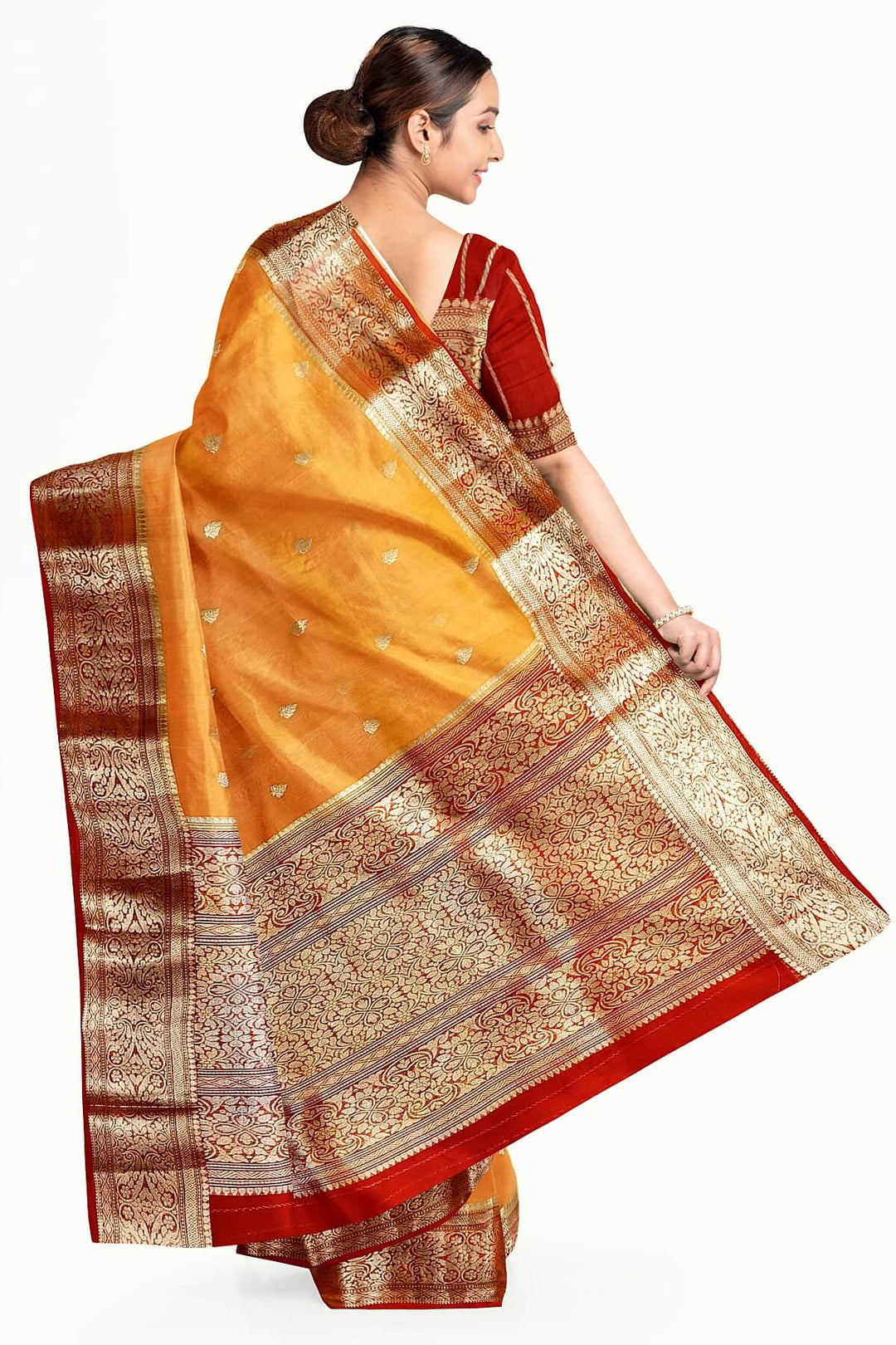 Banarasi kora (organza)  silk saree in  peach