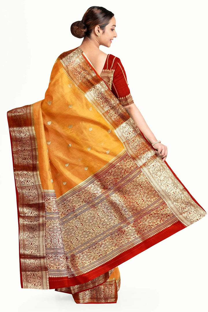 Banarasi kora (organza)  silk saree in  peach