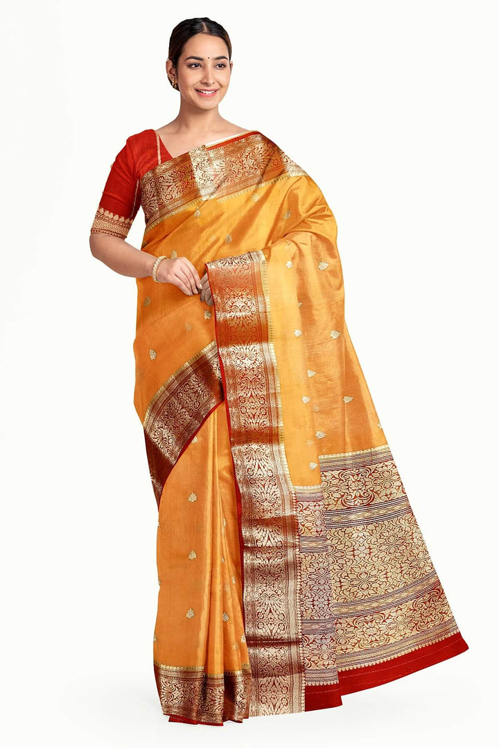 Banarasi kora (organza)  silk saree in  peach