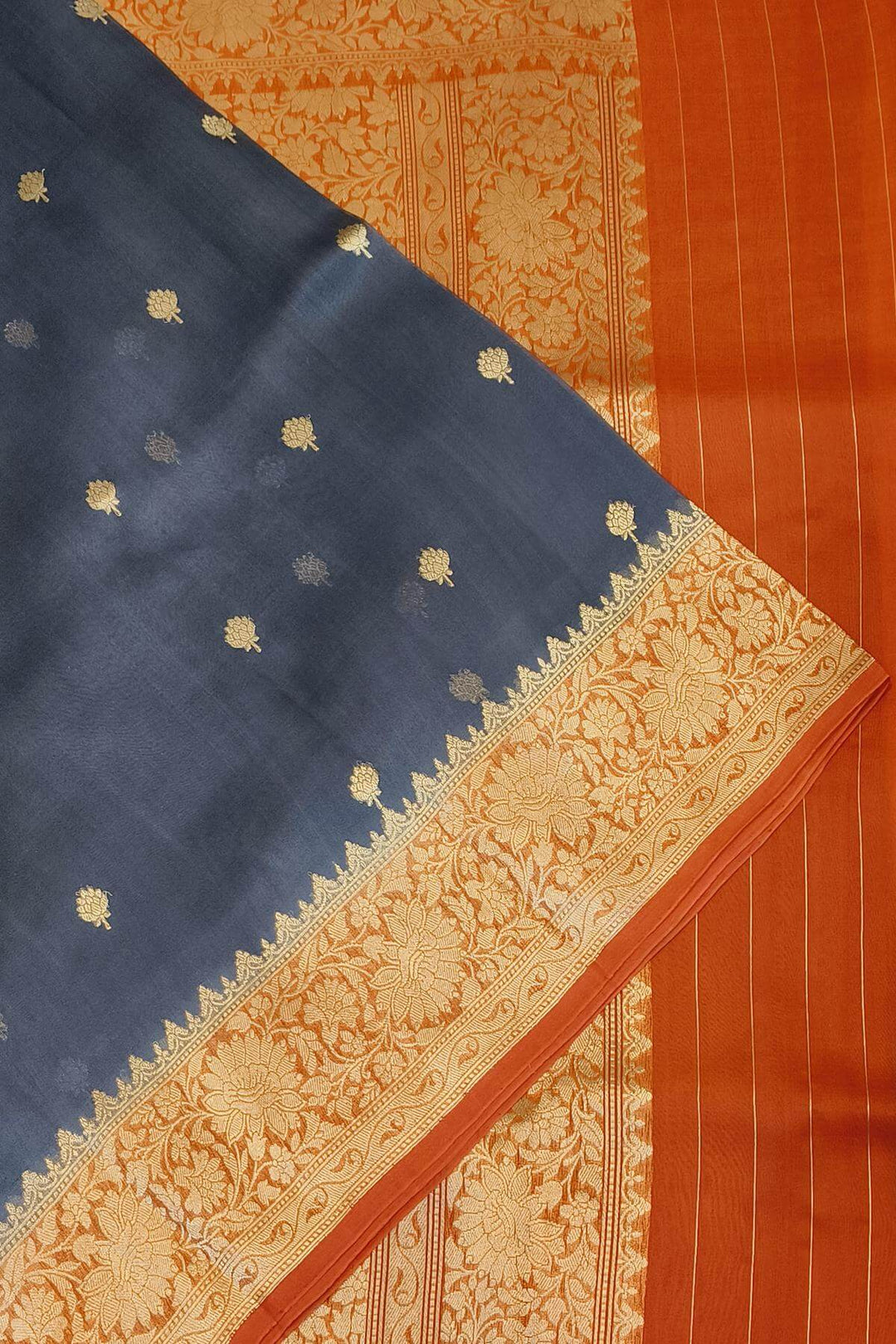 Banarasi kora (organza)  silk saree in  grey