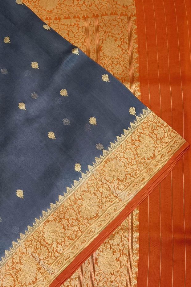 Banarasi kora (organza)  silk saree in  grey
