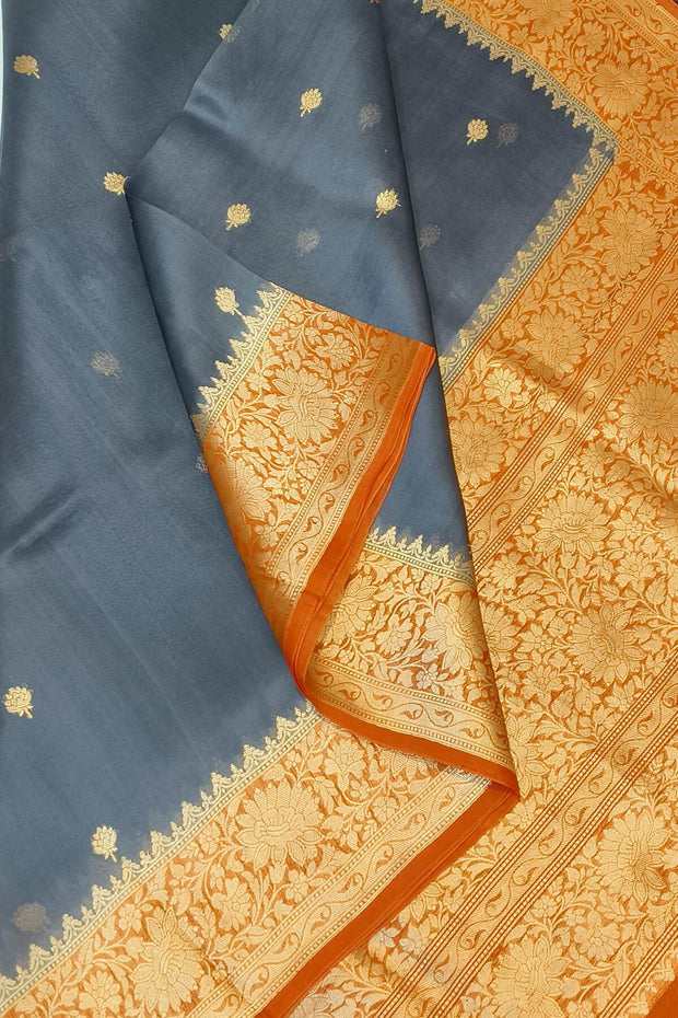 Banarasi kora (organza)  silk saree in  grey