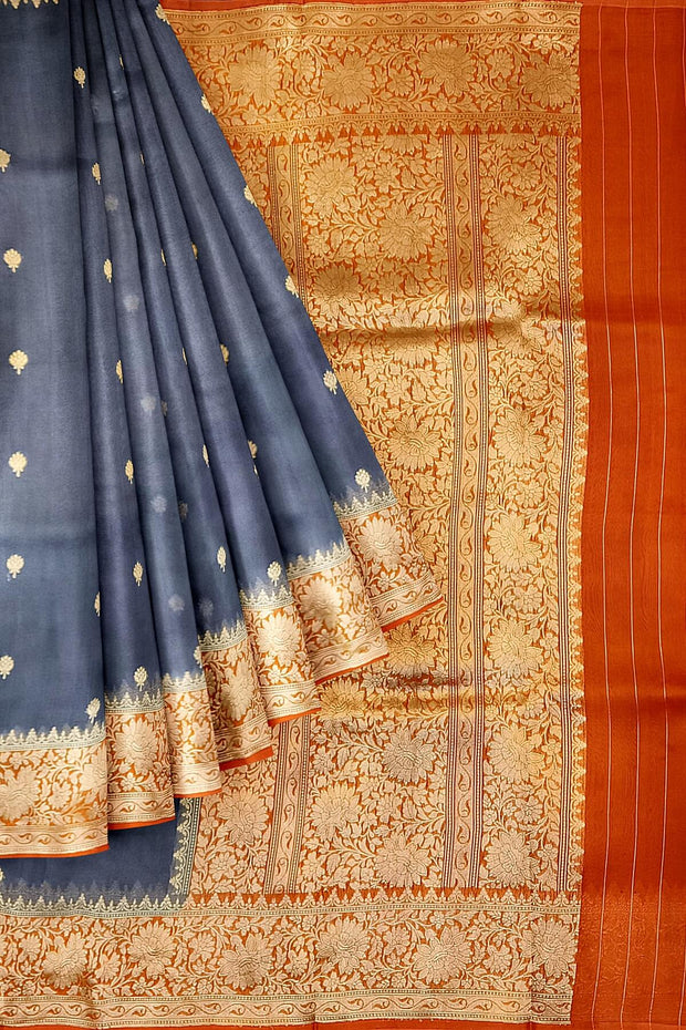Banarasi kora (organza)  silk saree in  grey