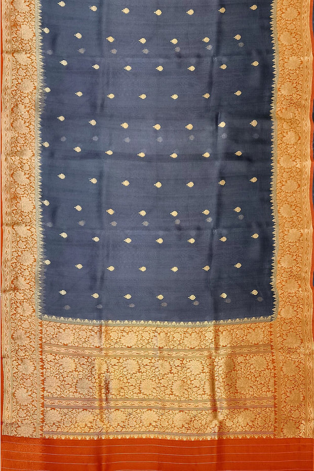Banarasi kora (organza)  silk saree in  grey