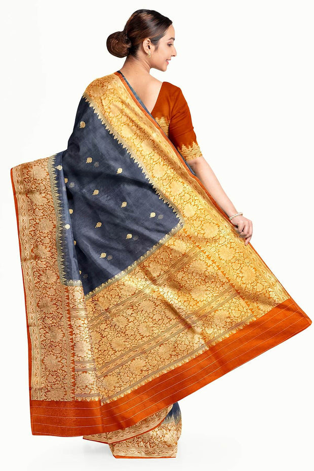 Banarasi kora (organza)  silk saree in  grey