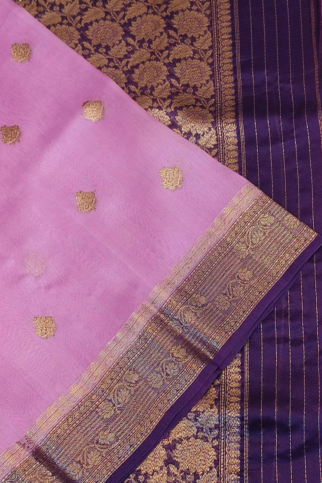 Banarasi kora (organza)  silk saree in  lavender
