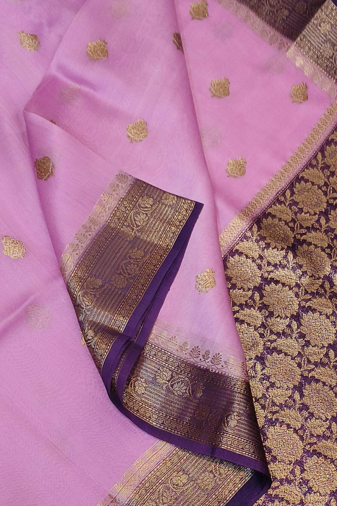 Banarasi kora (organza)  silk saree in  lavender