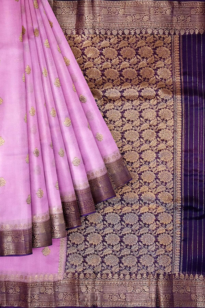 Banarasi kora (organza)  silk saree in  lavender