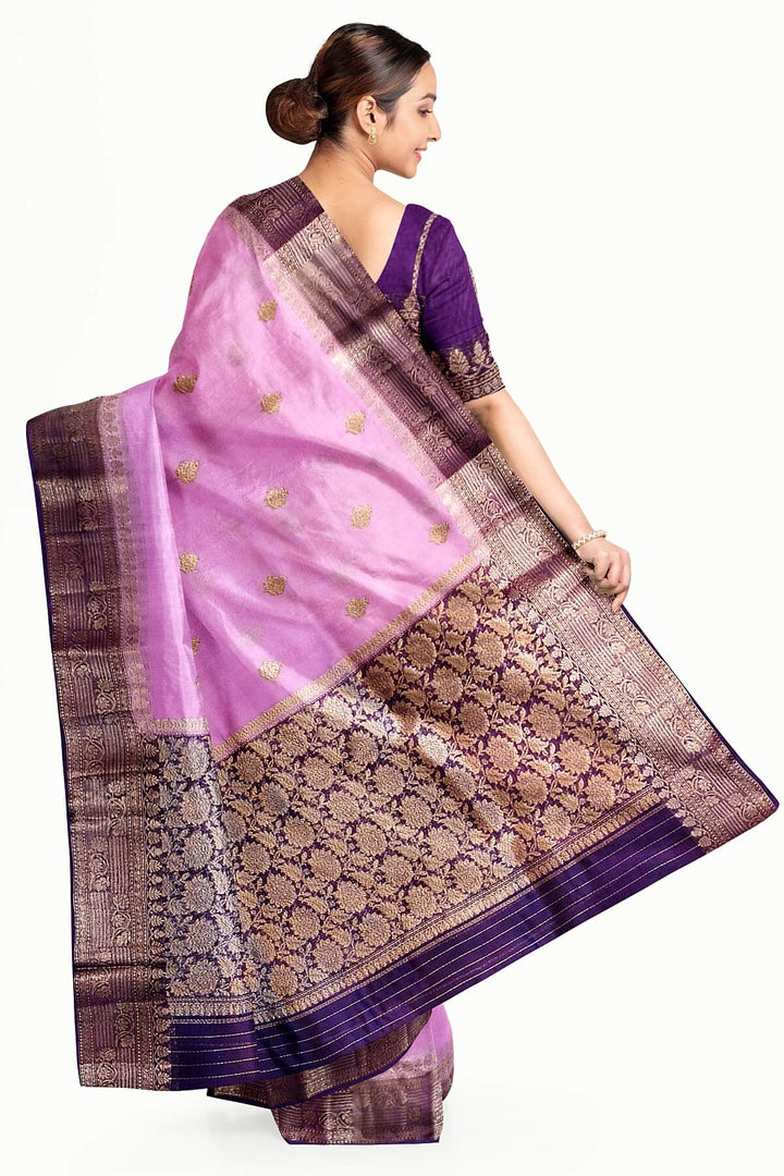 Banarasi kora (organza)  silk saree in  lavender