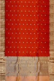 Banarasi kora (organza)  silk saree in  red  with motifs