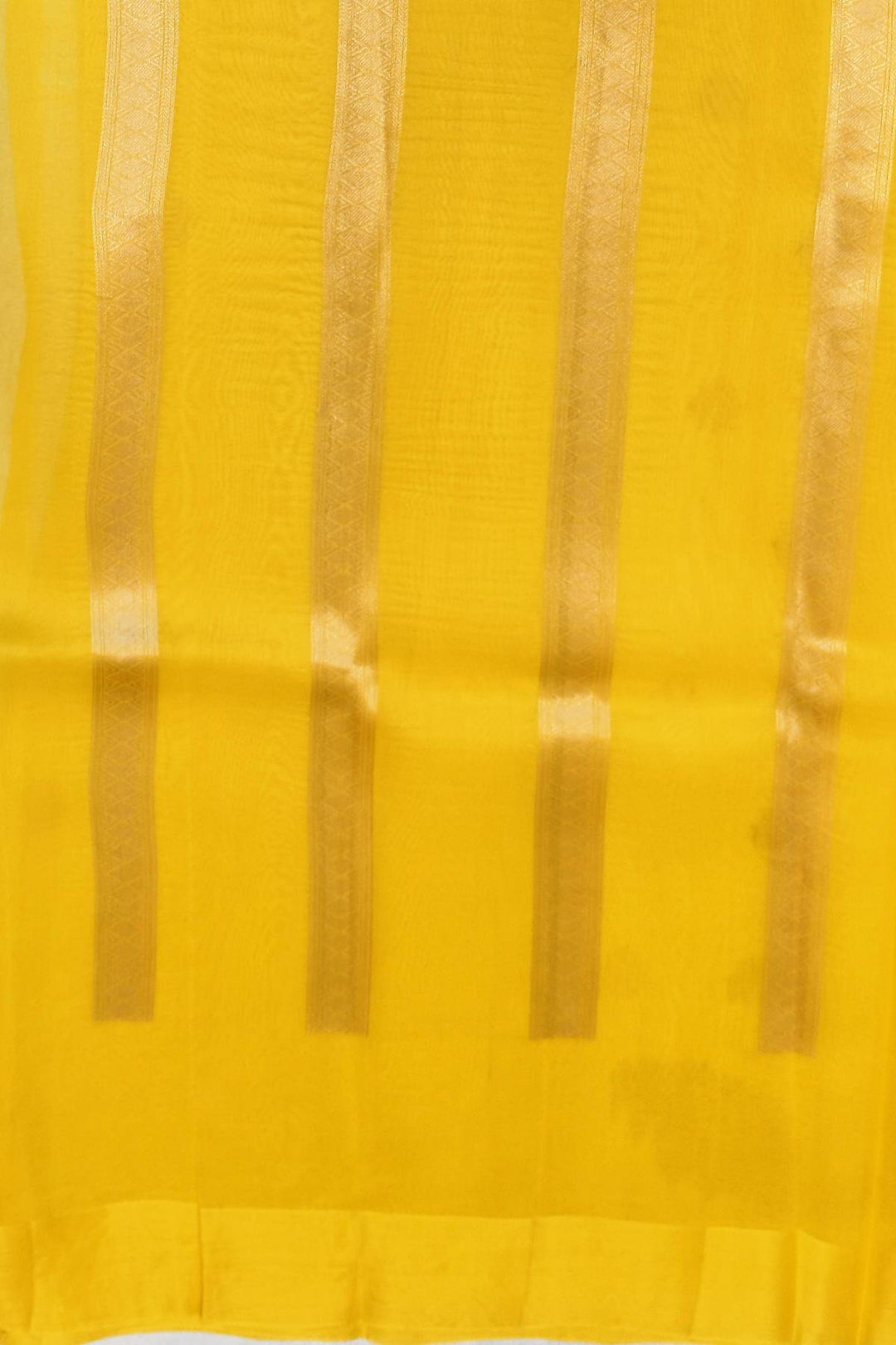 Banarasi kora (organza)  silk saree in  yellow  with motifs