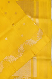 Banarasi kora (organza)  silk saree in  yellow  with motifs