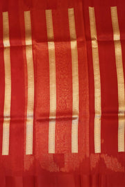 Banarasi kora (organza)  silk saree in  red  with motifs