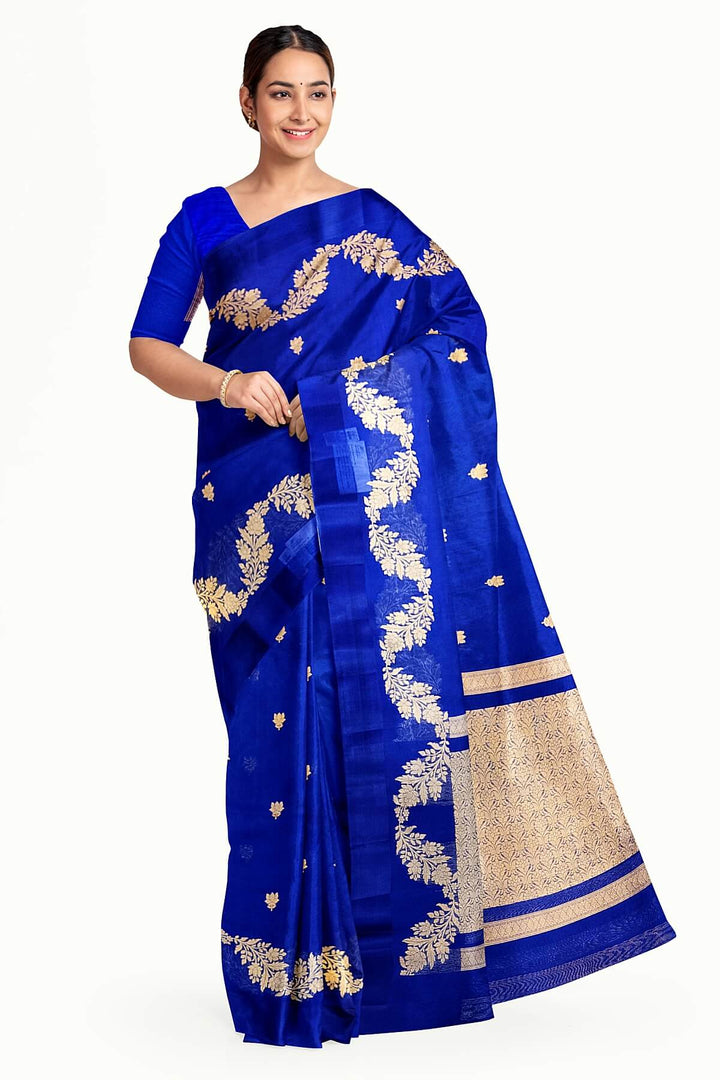 Banarasi kora (organza)  silk saree in  royal blue