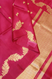 Banarasi kora (organza)  silk saree in  rani pink