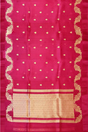Banarasi kora (organza)  silk saree in  rani pink