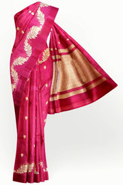 Banarasi kora (organza)  silk saree in  rani pink