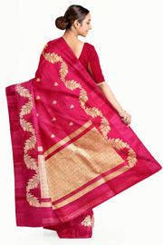Banarasi kora (organza)  silk saree in  rani pink