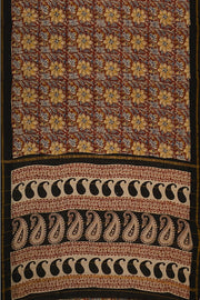 Chanderi handblock printed  silk cotton saree  in  multicolour