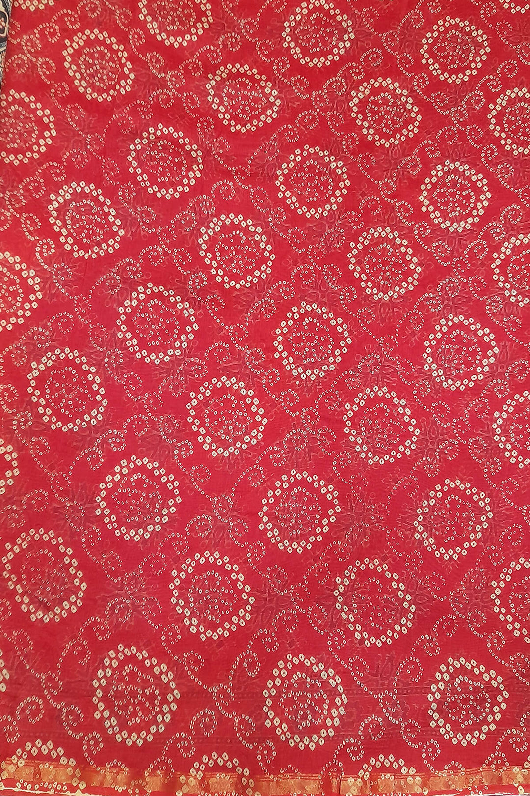 Hand block Bagru print on Chanderi  silk cotton saree in red