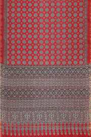 Hand block Bagru print on Chanderi  silk cotton saree in red