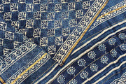 Chanderi hand block printed silk cotton saree in indigo