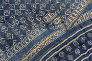 Chanderi hand block printed silk cotton saree in indigo