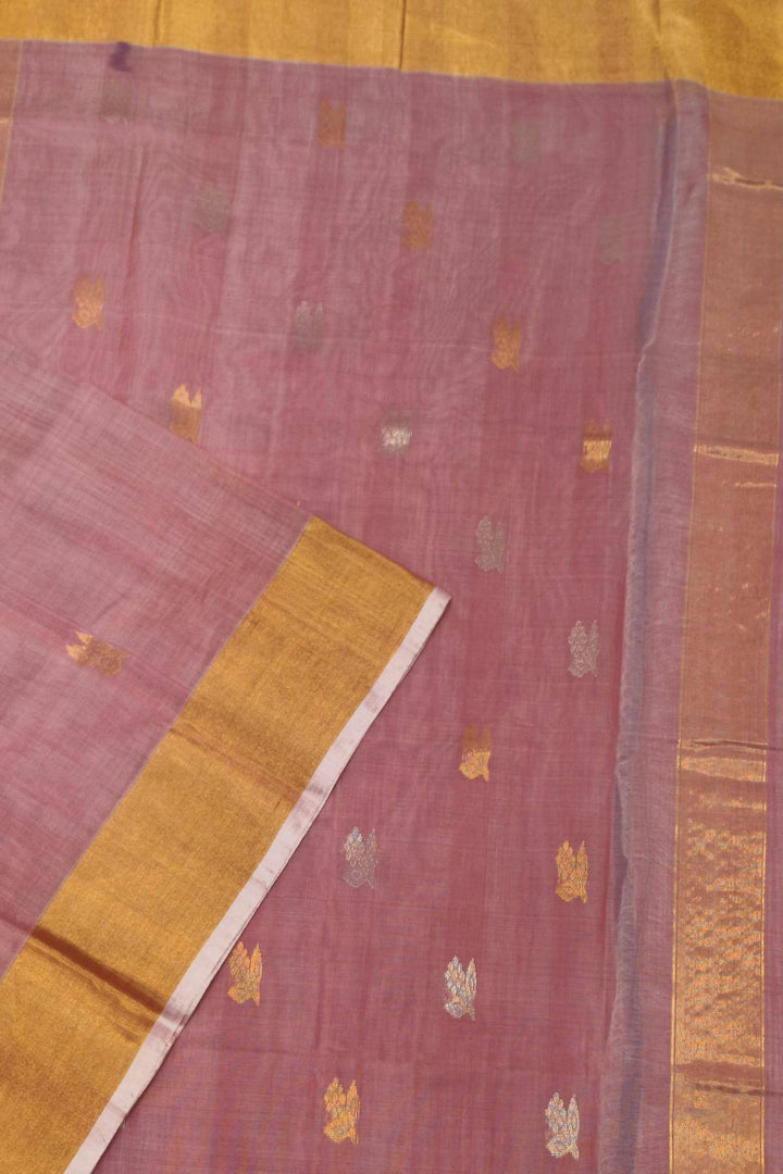 Chanderi silk cotton saree in onion pink