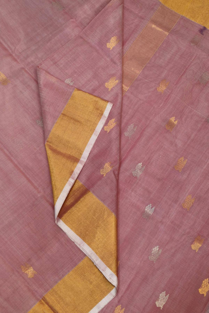 Chanderi silk cotton saree in onion pink