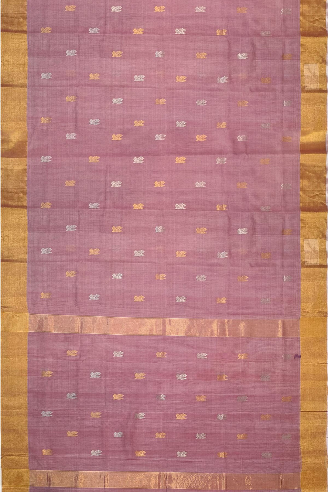 Chanderi silk cotton saree in onion pink