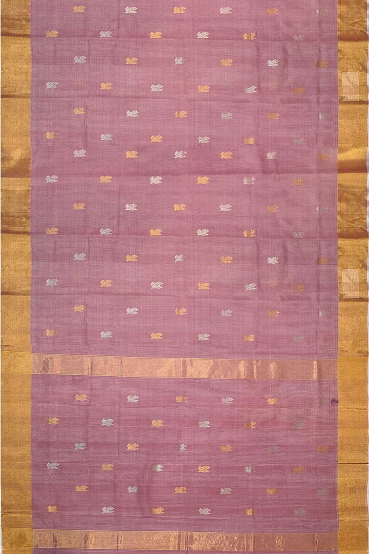 Chanderi silk cotton saree in onion pink