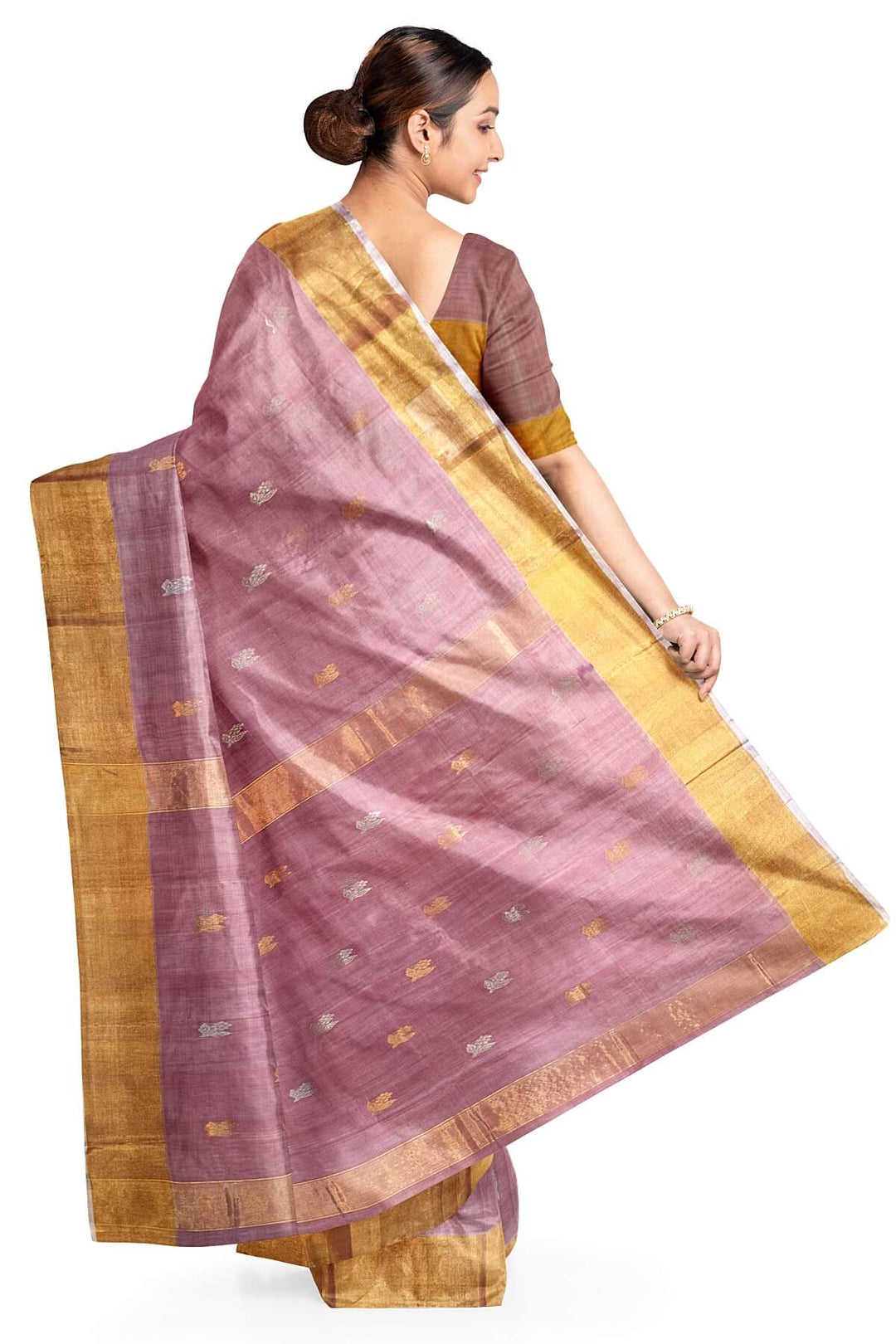Chanderi silk cotton saree in onion pink