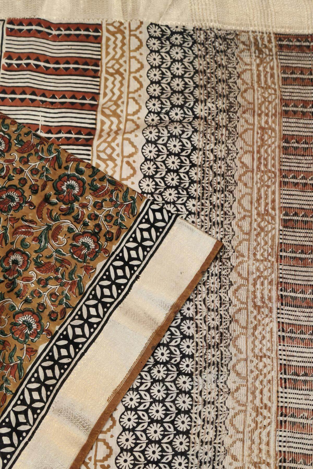 Chanderi silk cotton saree in brown