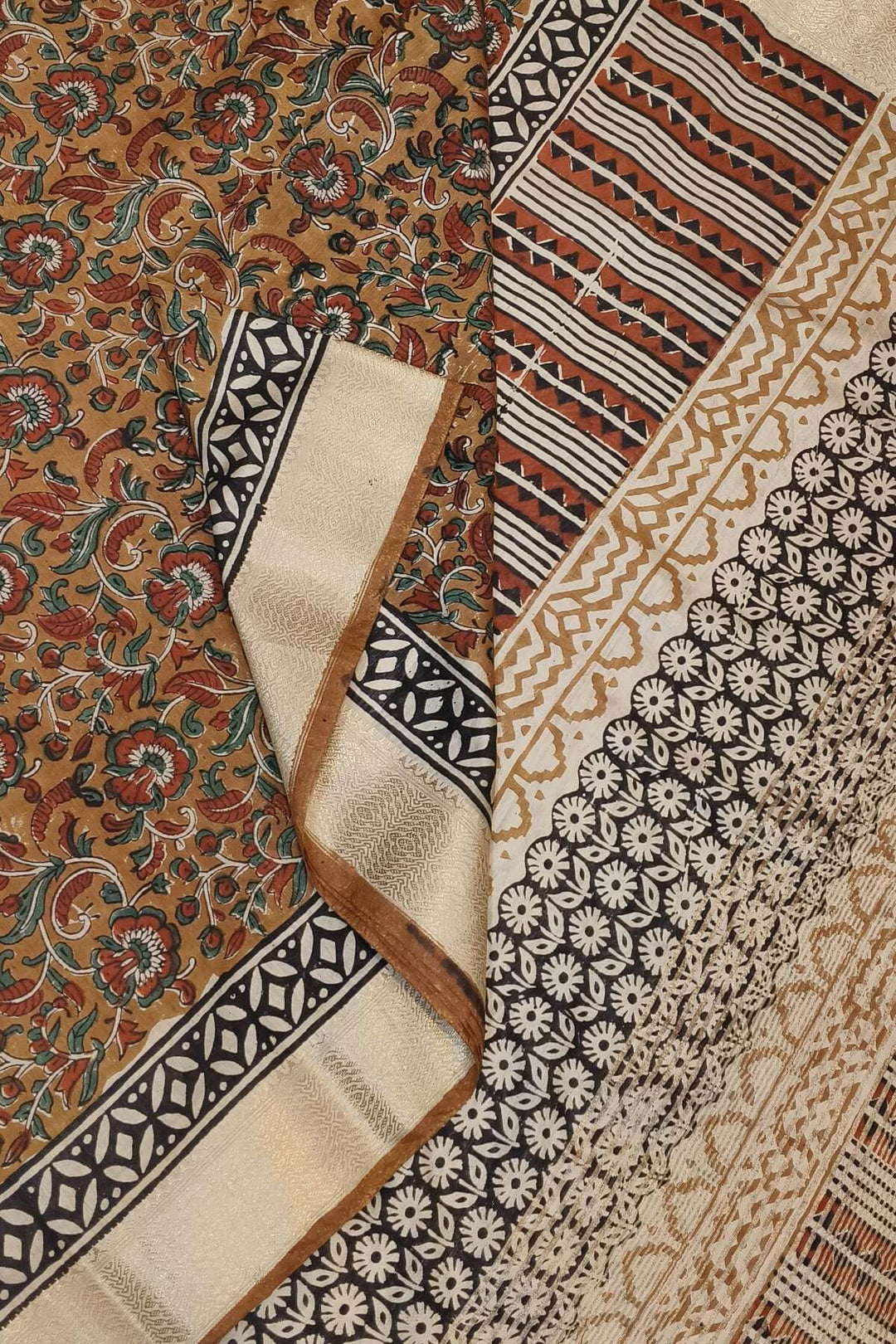 Chanderi silk cotton saree in brown