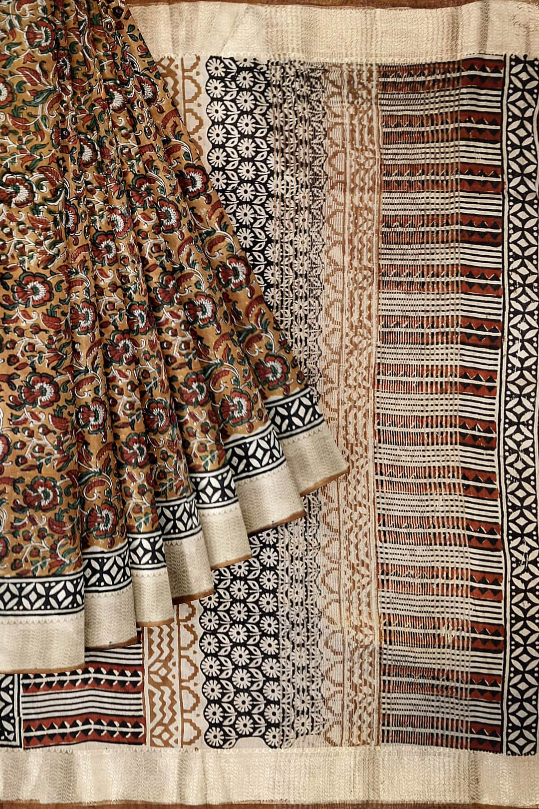 Chanderi silk cotton saree in brown