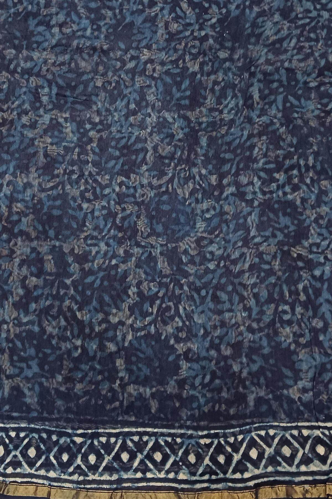 Hand block Bagru print on Chanderi silk cotton saree