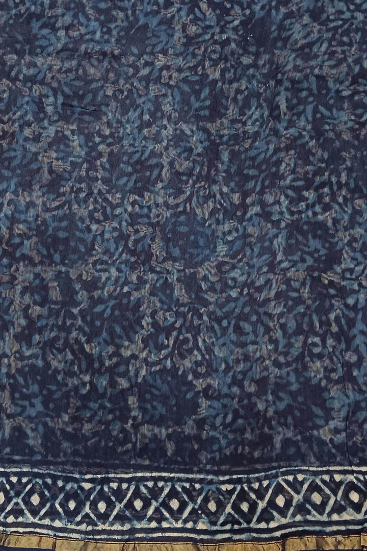 Hand block Bagru print on Chanderi silk cotton saree